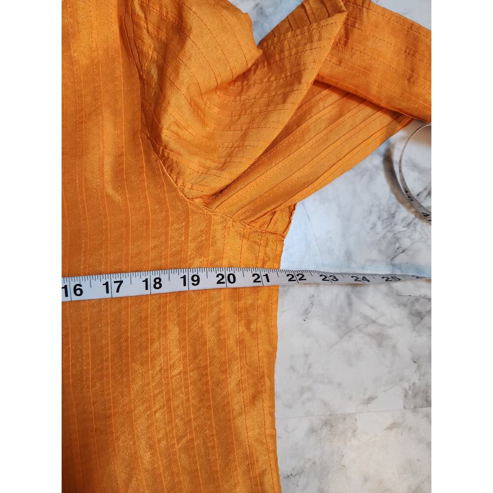 Chico's‎ Womens Orange Solid Pintuck Pleated Button Front 3/4 Sleeve Jacket Sz L - Picture 4 of 5